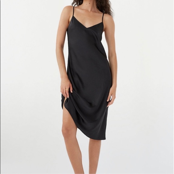 Aritzia Dresses & Skirts - Wilfred Only Slip Dress Black Midi V-Neck Bias Cut Whimsigoth Aritzia SZ XL